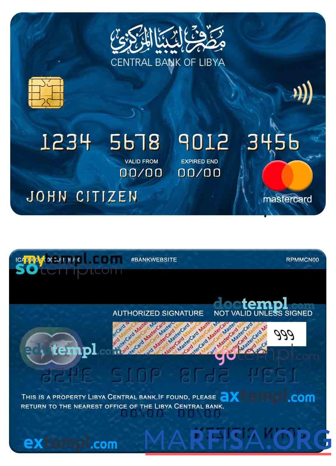 Downloadable Libya Central bank mastercard real example